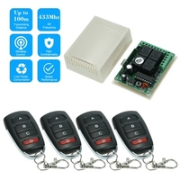 Wireless Remote Control Switch Receiver Module and 4PCS 4 Key RF 433 Mhz Transmitter Remote Controls