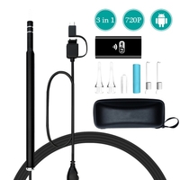 Wireless WiFi Ear Cleaning Earpick Endoscope 5.5mm 720P Lens Earwax Clean Tool Ear Nose Medical Borescope Inspection Camera HD 1.3MP Visual Ear Spoon Health Care Clear Remover Tools Otoscope for iPhone IOS Android Windows Mac