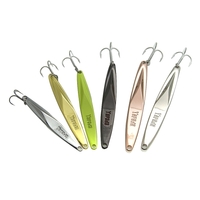 YAPADA Jigging 10g 15g 20g 25g Zinc Alloy Hard Fishing Lure Jigging Spear Shape Bait with Treble Hook 6 Colors