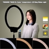 YONGNUO YN608 3200K~5500K Bi-Color Temperature Wireless Remote LED Ring Video Light Annular and Frameless Appearance Design Adjustable Brightness CRI=95 with Handle Grip Remote Controller for Portrait Live Video Selfie