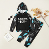 2-piece Kid Boy Dinosaur Letter Allover Print Hooded Sweatshirt and Pants Set