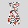 Family Matching Flutter-sleeve Allover Floral Dresses and Short-sleeve Spliced T-shirts Sets