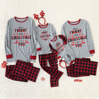 Family All I Want for Christmas Is You Letter Print Plaid Matching Pajamas Set