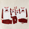 Family Bear With Christmas Hat Plaid Matching Pajamas Set