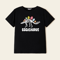 Family Family Matching Easter Egg and Dinosaur Graphic Black Tops