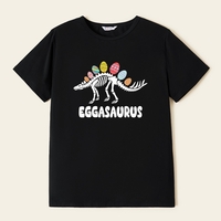 Family Family Matching Easter Egg and Dinosaur Graphic Black Tops