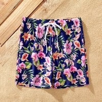 Family Floral Drawstring Swim Trunks or Reversible Flounce Sleeves Bikini