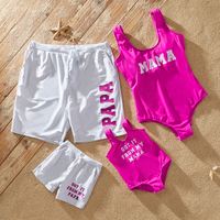 Family Letter Print Matching Swimsuit