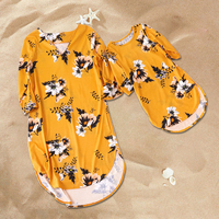 Flower Printed Matching Dress for Mommy and Me