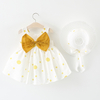 Front Big Bow Polka Dot Dress with Hat