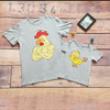 Fun Chicken Print Cotton T-shirts for Daddy and Me