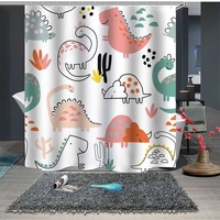 Funny Shower Curtain Kids Cartoon Animal Pets Playing Cute Shower Curtain 58.5*70.2