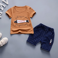 Letter Print Short-sleeve Tee and Pants Set