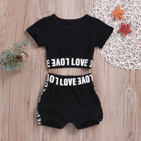 Letter Print Top and Shorts Set