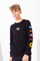 Hype American Oil Kids Long Sleeve Black T-Shirt Size 11-12