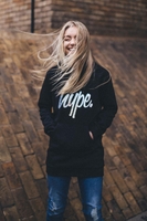 Hype Black Holo Script Kids Pullover Hoodie Size 11/12Y