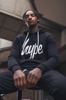 Hype Black Script Mens Pullover Hoodie Size Medium