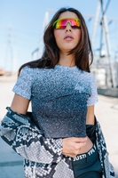 Hype Black Speckle Fade Womens Crop T-Shirt Size 12