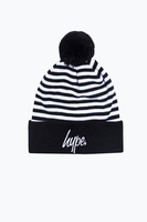 Hype Black Stripe Bobble Beanie Hat