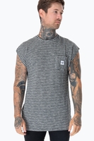 Hype Black Stripe Pocket Mens Sleeveless T-Shirt Size X-Small