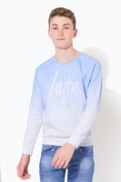 Hype Blue Speckle Fade Script Kids Crew Neck Size 7-8