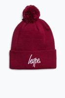 Hype Burgundy Script Bobble Beanie