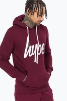 Hype Burgundy Script Mens Pullover Hoodie Size Large