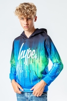HYPE GREEN GLITCH DRIPS KIDS PULLOVER HOODIE