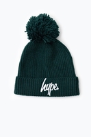 Hype Green Knit Ribbed Bobble Beanie