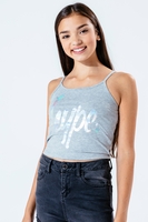Hype Grey Holo Script Kids Cami Vest Tank Top Size 11/12Y