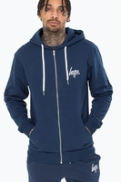 Hype Navy Mini Script Mens Zip Hoodie Size Large