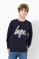 Hype Navy Script Kids Crew Neck Size 13
