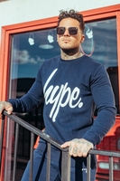 Hype Navy Script Mens Crew Neck Size X-Small