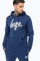 Hype Navy Script Mens Pullover Hoodie Size XX-Small