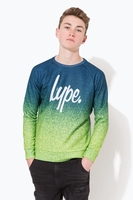 Hype Navy Speckle Fade Script Kids Crew Neck Size 7-8