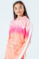 Hype Peach Fade Kids Crop Multi Zip Hoodie Size 16Y