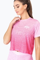 Hype Pink Speckle Fade Womens Crop T-Shirt Size 6