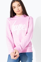 HYPE PINK WHITE SCRIPT KIDS PULLOVER HOODIE