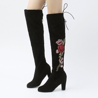 Camouflage Daily Lace-up Chunky Heel Fall Suede Boot