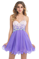 CATALINA A-line One Shoulder Chiffon Party Dress With Crystal