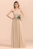 Champagne Ruched Chiffon Long Bridesmaid Dress Halter Wedding Party Dress