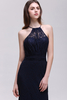 CHARLEE Column Floor length Halter Navy blue Prom Dress