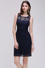 CHARLEIGH Sheath Scoop neck Short Navy Blue Lace Prom Dresses