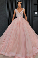 Charming Appliques V-Neck Sleeveless Prom Dress