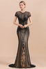Charming Beading Slim mermaid Prom Dress Evening Short Sleeve Dress