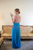 Charming Blue Lace Party Dresses Sleeveless Crystal Floor Length Evening Gowns
