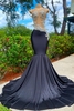 Charming Crew Neck Sleeveless Long Mermaid Prom Dress with 3D Beadings Floral Appliques