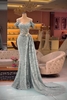 Charming Off Shoulder Lace Mermaid Prom Dress Spaghetti Straps Long Formal Dress with Train