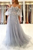 Charming Off Shoulder Tulle Evening Gown Floral Party Dress