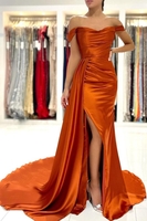 Charming Off-the-Shoulder Orange Mermaid Evening Dress